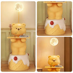 LIVARA Cartoon Design Storage Decorative Base, Stable Material, PVC Soft & Resin - Tray Built-In with Floor Lamp  Bear Yellow
