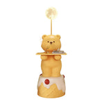 LIVARA Cartoon Design Storage Decorative Base, Stable Material, PVC Soft & Resin - Tray Built-In with Floor Lamp  Bear Yellow