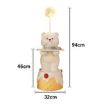 LIVARA Cartoon Design Storage Decorative Base, Stable Material, PVC Soft & Resin - Tray Built-In with Floor Lamp  Bear White