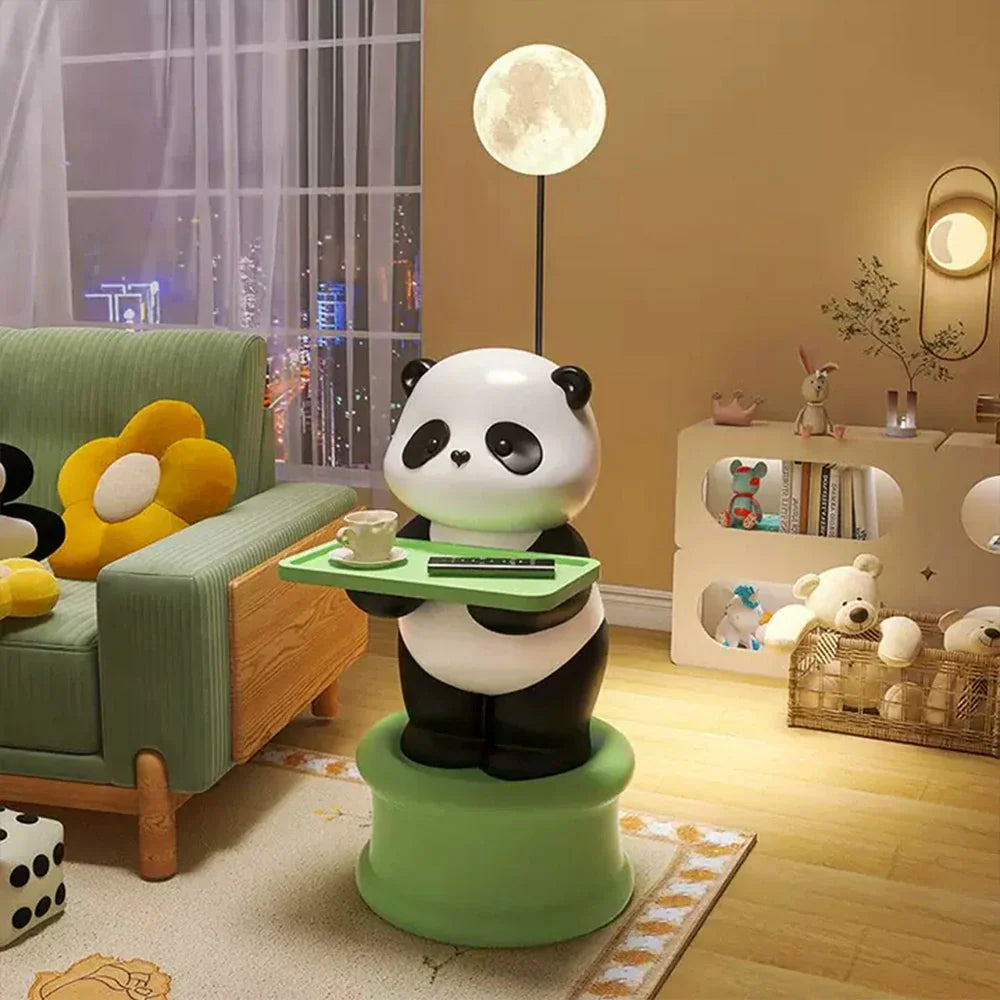 LIVARA Panda Design Storage Decorative Base, Stable Material, PVC Soft & Resin - Tray Built-In with Floor Lamp