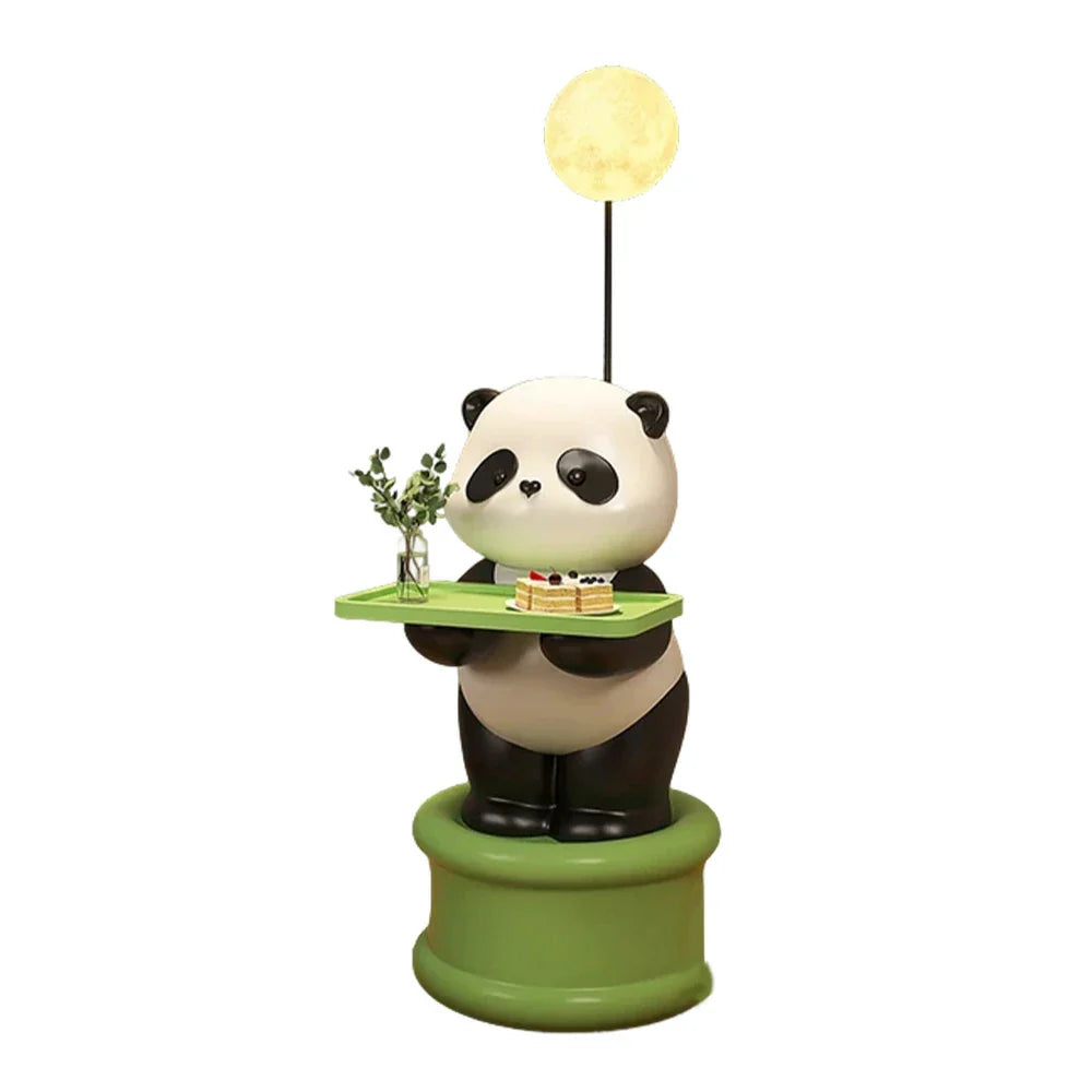 LIVARA Panda Design Storage Decorative Base, Stable Material, PVC Soft & Resin - Tray Built-In with Floor Lamp