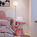 LIVARA Sweet Design Storage Decorative Base, Stable Material, PVC Soft & Resin - Tray Built-In with Floor Lamp  Cat