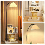 LIVARA 2-in-1 Design Storage Functional Frame, Iron & Resin Lighting, Dimmable Three-Colour - Cabinet Bedside with Floor Lamp