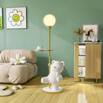 LIVARA Cube Base, Storage Decorative Light, LED Tray 360-degree - Illumination, Modern Wide Stable - Anti-Dizziness Floor Lamp Bear Design with Rotatable White