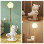 LIVARA Cube Base, Storage Decorative Light, LED Tray 360-degree - Illumination, Modern Wide Stable - Anti-Dizziness Floor Lamp Bear Design with Rotatable White