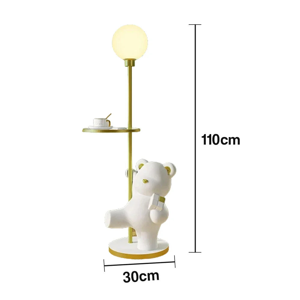 LIVARA Cube Base, Storage Decorative Light, LED Tray 360-degree - Illumination, Modern Wide Stable - Anti-Dizziness Floor Lamp Bear Design with Rotatable White