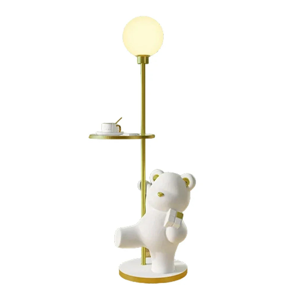 LIVARA Cube Base, Storage Decorative Light, LED Tray 360-degree - Illumination, Modern Wide Stable - Anti-Dizziness Floor Lamp Bear Design with Rotatable White