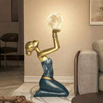 LIVARA Dai Floor Material, Resin Light, Lamp Elegant - Sculpture Home Eco-Friendly Moon Girl Decor with Control, Tap Artistic Three-Colour LED Accent