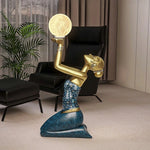 LIVARA Dai Floor Material, Resin Light, Lamp Elegant - Sculpture Home Eco-Friendly Moon Girl Decor with Control, Tap Artistic Three-Colour LED Accent