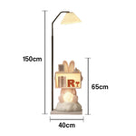 LIVARA Bunny Cabinet, Functional with Resin Side Lamp Decorative Light, LED Table Storage Floor Design, Three-Colour Home Wood Dimmable - Lighting