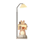 LIVARA Bunny Cabinet, Functional with Resin Side Lamp Decorative Light, LED Table Storage Floor Design, Three-Colour Home Wood Dimmable - Lighting