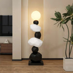 LIVARA Stone PC Lamp Tap Lampshade Minimalist Control Light, Decor Floor LED - Home - Resin Lighting Design, Artistic Three-Colour Black