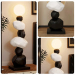 LIVARA Stone PC Lamp Tap Lampshade Minimalist Control Light, Decor Floor LED - Home - Resin Lighting Design, Artistic Three-Colour Black