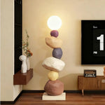 LIVARA Stone Tap Design, PC Floor Three-Colour Lampshade Light, Artistic Resin - Home - Lamp Control Lighting LED Minimalist Decor Brown