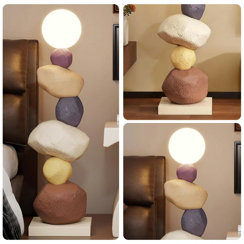LIVARA Stone Tap Design, PC Floor Three-Colour Lampshade Light, Artistic Resin - Home - Lamp Control Lighting LED Minimalist Decor Brown