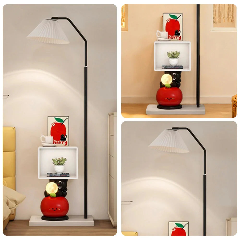 LIVARA Apple Decor Stable Tap Built-In Floor Corner Home Lamp Cabinet Storage - Shelf, Three-Colour Control Modern Base, Light, LED Rounded Design, Accent