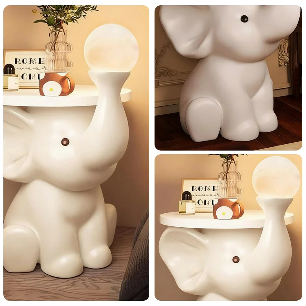 LIVARA Dumbo Wood Modern Home Brightness for Warm with Tray and with Control, Design Lamp Modes, Tap Stable Light Large Resin Night Base - Floor Three Decor