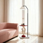 LIVARA Elegant Rounded Cat Storage Stable Weighted Large - Tray Floor Design, Surface, Lamp Wood Resin - with Edges, Base White