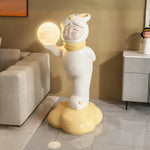 LIVARA Candy Modes, Moon Floor Solid Home Design, Soft Decor Three-Colour - with Glow, Flicker-Free Bunny LED Resin Lamp PC Light Base Accent