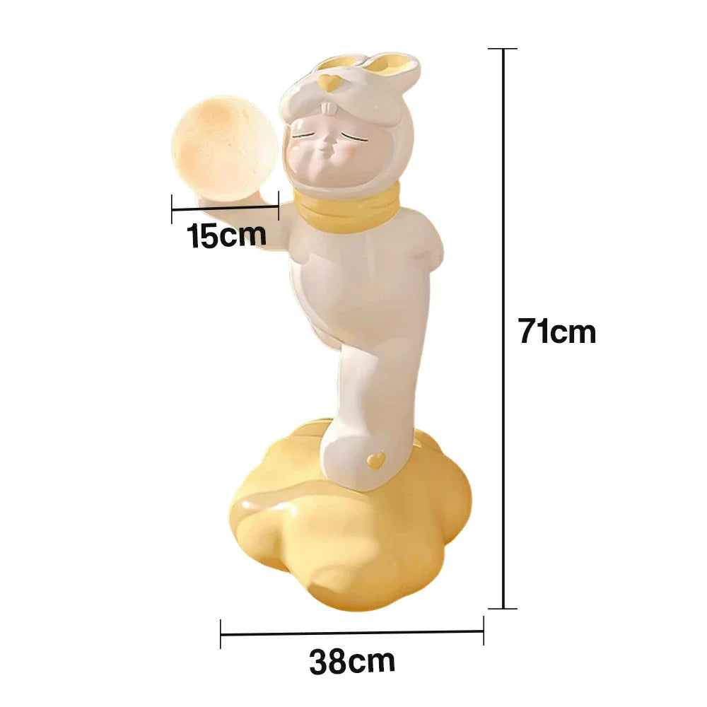 LIVARA Candy Modes, Moon Floor Solid Home Design, Soft Decor Three-Colour - with Glow, Flicker-Free Bunny LED Resin Lamp PC Light Base Accent