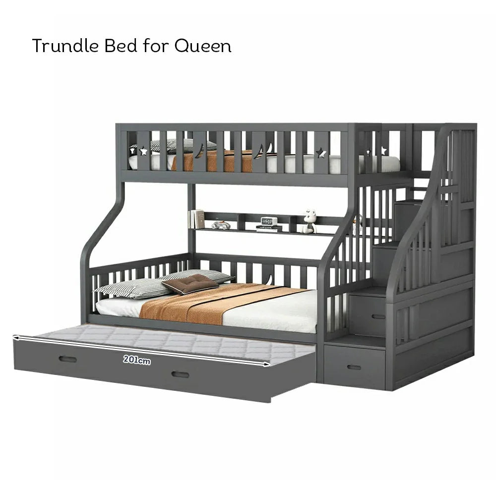 Trundle Only! CF02 Bunk LIVARA for Bed Frame Trundle Space-Saving Bed - Grey