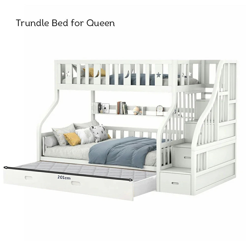 Trundle Only! Trundle for Bed Space-Saving CF02 LIVARA Bed Bunk - Frame White