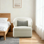 LIVARA Lounge Chair - High-Density Foam Cushioning, Russian Larch Wood Frame, Breathable Upholstery - White