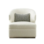 LIVARA Lounge Chair - High-Density Foam Cushioning, Russian Larch Wood Frame, Breathable Upholstery - White