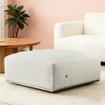 LIVARA Ottoman - High-Density Foam Cushioning, Russian Larch Wood Frame, Breathable Upholstery - White
