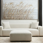 LIVARA Ottoman - High-Density Foam Cushioning, Russian Larch Wood Frame, Breathable Upholstery - White