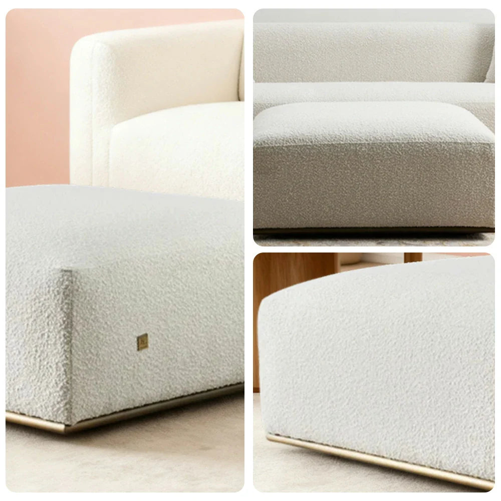 LIVARA Ottoman - High-Density Foam Cushioning, Russian Larch Wood Frame, Breathable Upholstery - White