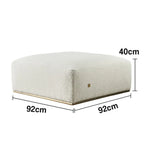 LIVARA Ottoman - High-Density Foam Cushioning, Russian Larch Wood Frame, Breathable Upholstery - White