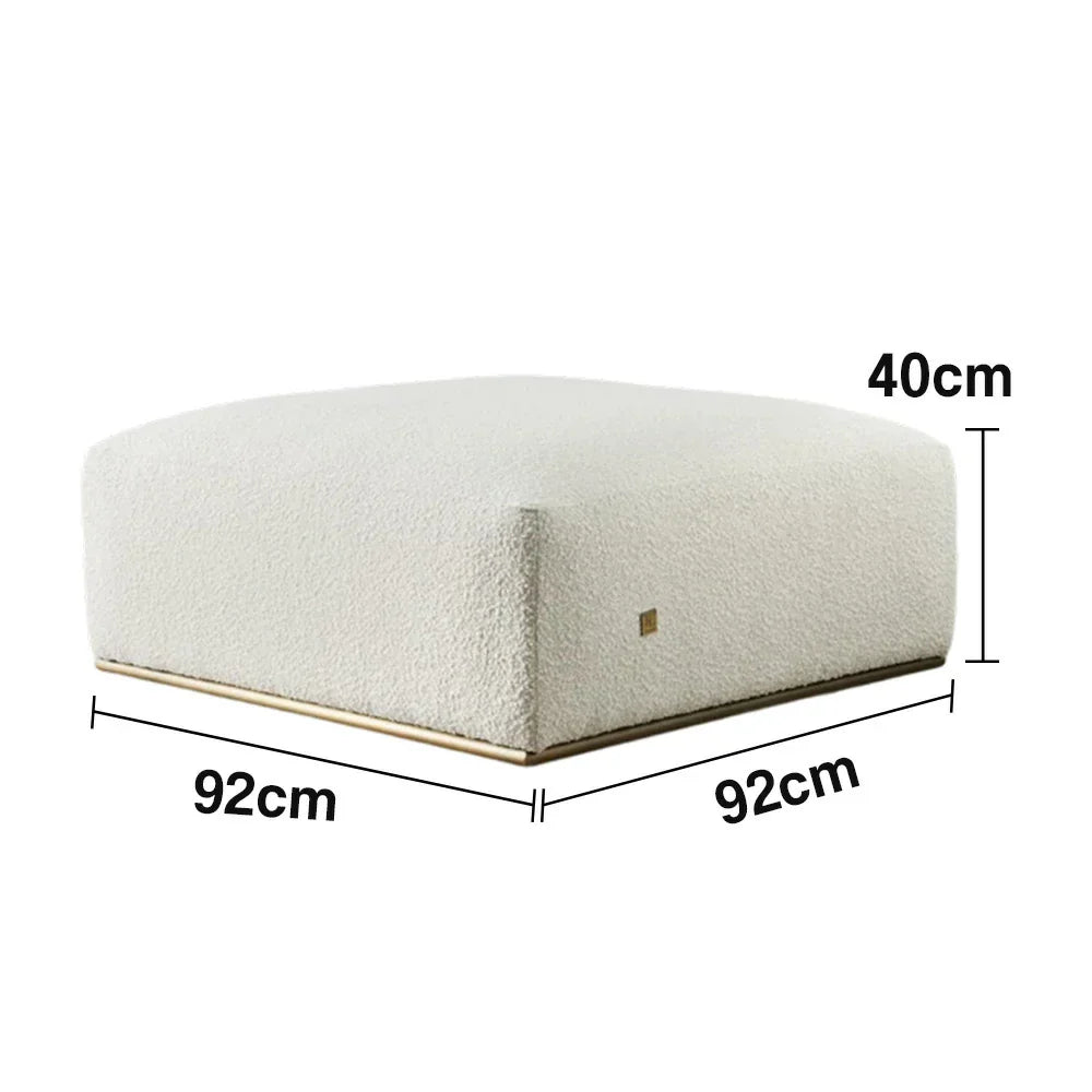 LIVARA Ottoman - High-Density Foam Cushioning, Russian Larch Wood Frame, Breathable Upholstery - White