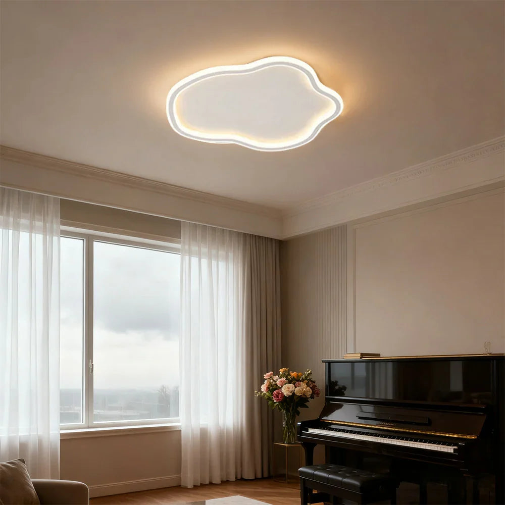 LIVARA Cloud-Shaped - Shade Silicone with Frame Aluminum & Iron Illumination, 360-degree Lamp, Mount Flush Dimmable Three-Color - 53W 58cm Light Ceiling LED White