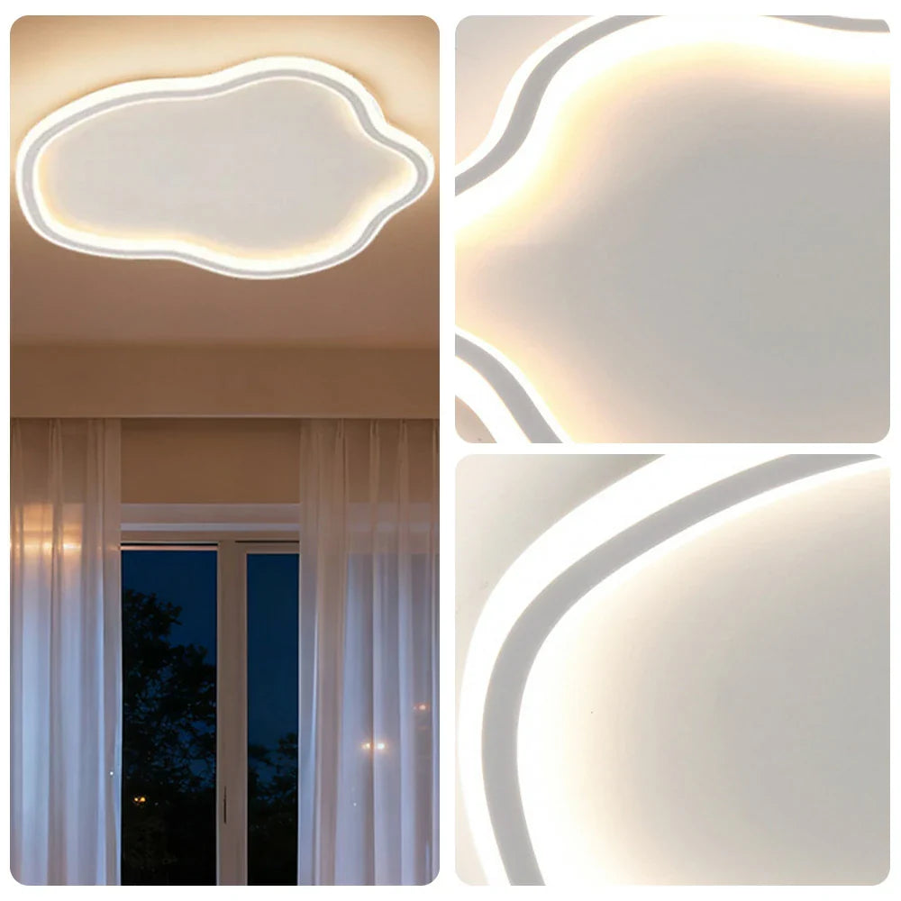 LIVARA Cloud-Shaped - Shade Silicone with Frame Aluminum & Iron Illumination, 360-degree Lamp, Mount Flush Dimmable Three-Color - 53W 58cm Light Ceiling LED White