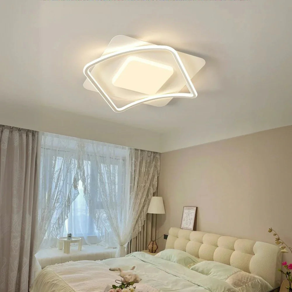LIVARA SquareFlow - Lamp Mount Flush Modern Frame Acrylic & Iron Illumination All-Directional Dimmable Three-Color 42W 50cm Light Ceiling LED White
