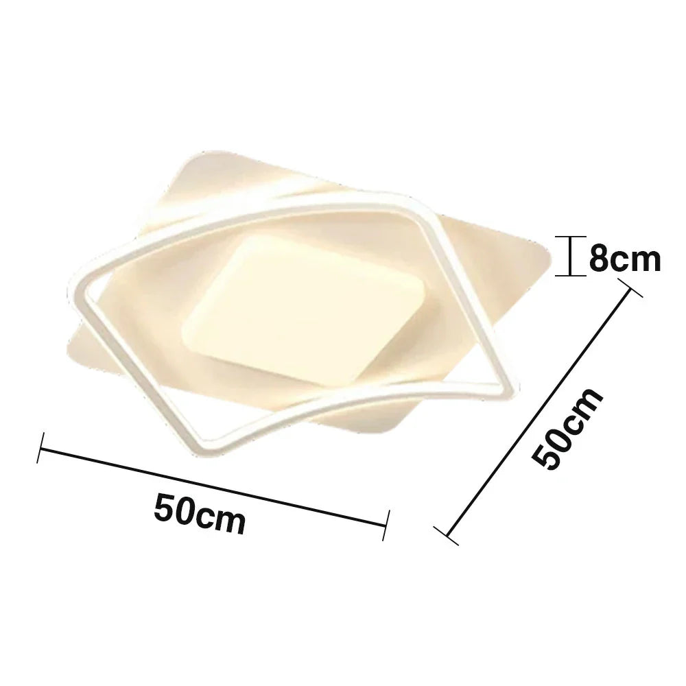 LIVARA SquareFlow - Lamp Mount Flush Modern Frame Acrylic & Iron Illumination All-Directional Dimmable Three-Color 42W 50cm Light Ceiling LED White