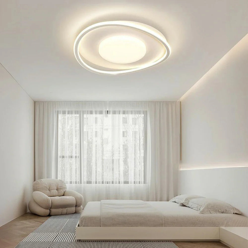 LIVARA OvalGlow - Lamp Mount Flush Modern Frame Acrylic & Iron Illumination All-Directional Dimmable Three-Color 40W 50cm Light Ceiling LED White