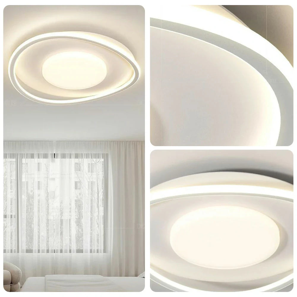 LIVARA OvalGlow - Lamp Mount Flush Modern Frame Acrylic & Iron Illumination All-Directional Dimmable Three-Color 40W 50cm Light Ceiling LED White
