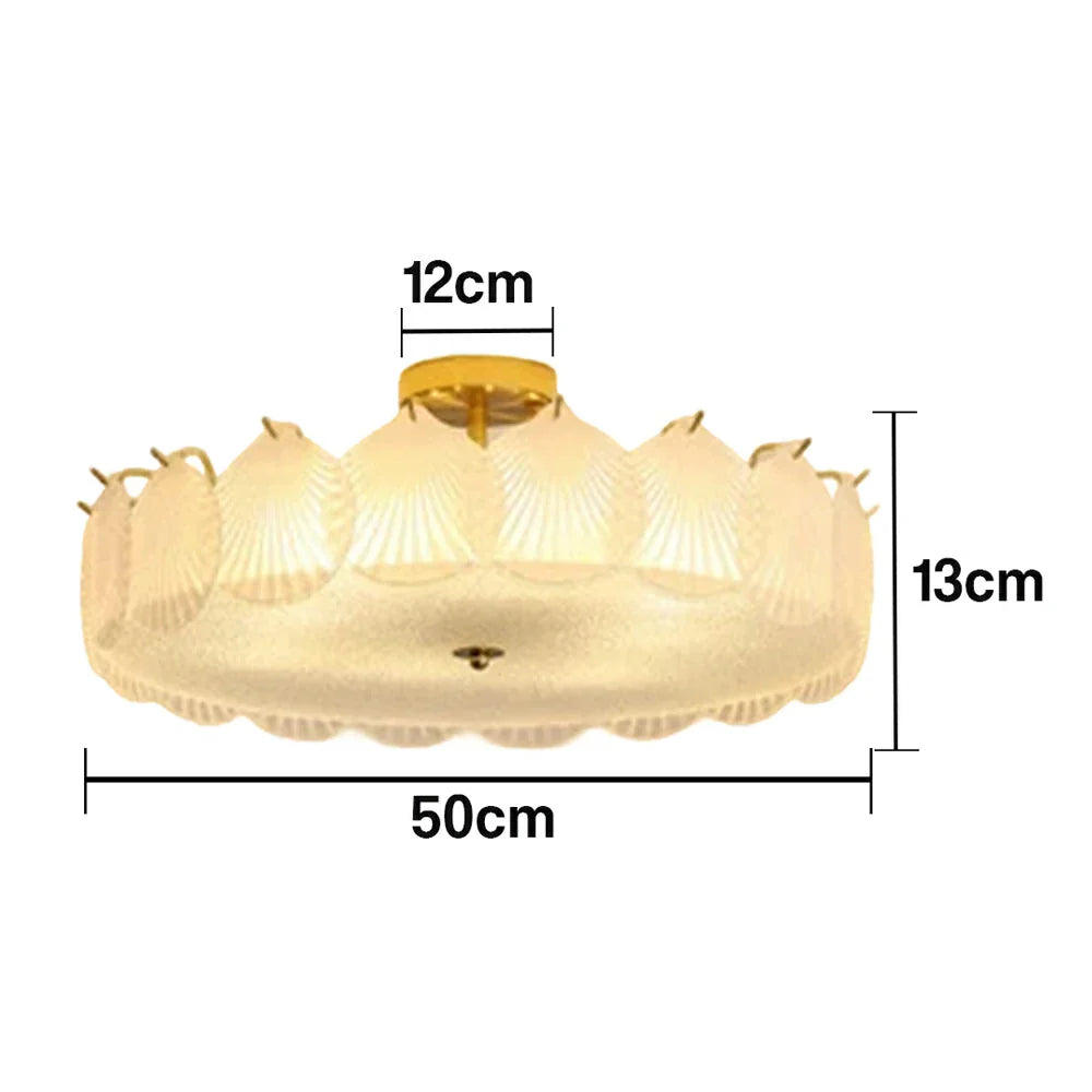 LIVARA 36/48W Shell Design Frosted Glass Pendant Light with Three-Color Dimmable LED