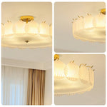 LIVARA 36/48W Shell Design Frosted Glass Pendant Light with Three-Color Dimmable LED