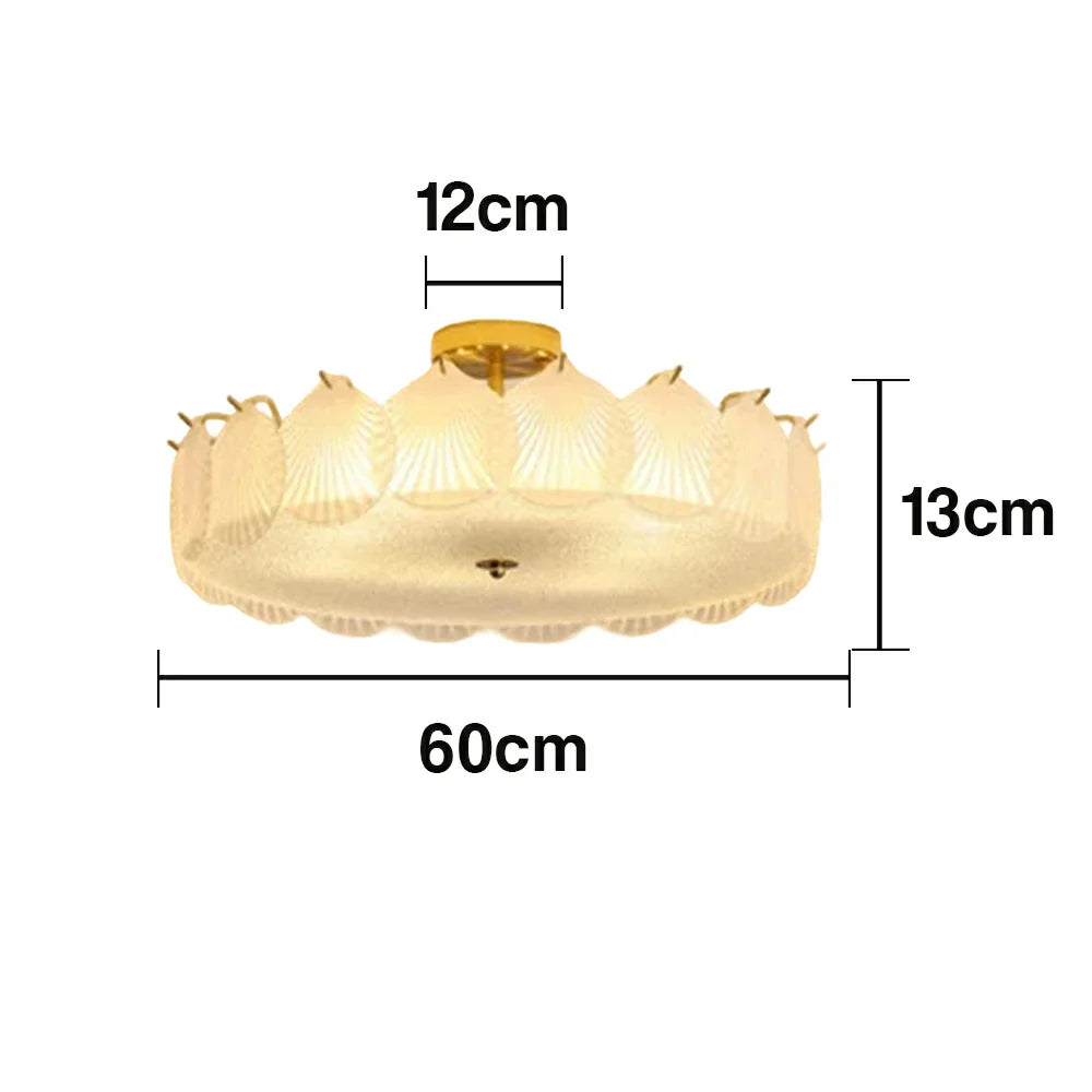 LIVARA 36/48W Shell Design Frosted Glass Pendant Light with Three-Color Dimmable LED