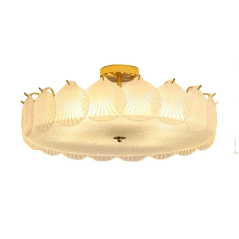 LIVARA 36/48W Shell Design Frosted Glass Pendant Light with Three-Color Dimmable LED
