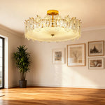 LIVARA 36/48W Ice-Mirror Design Glass Pendant Light with Three-Color Dimmable LED