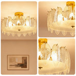 LIVARA 36/48W Feather Design Glass Pendant Light with Three-Color Dimmable LED