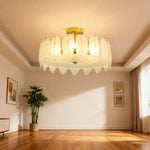 LIVARA 36/48W Feather Design Frosted Glass Pendant Light with Three-Color Dimmable LED