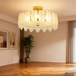 LIVARA 36/48W Feather Design Frosted Glass Pendant Light with Three-Color Dimmable LED