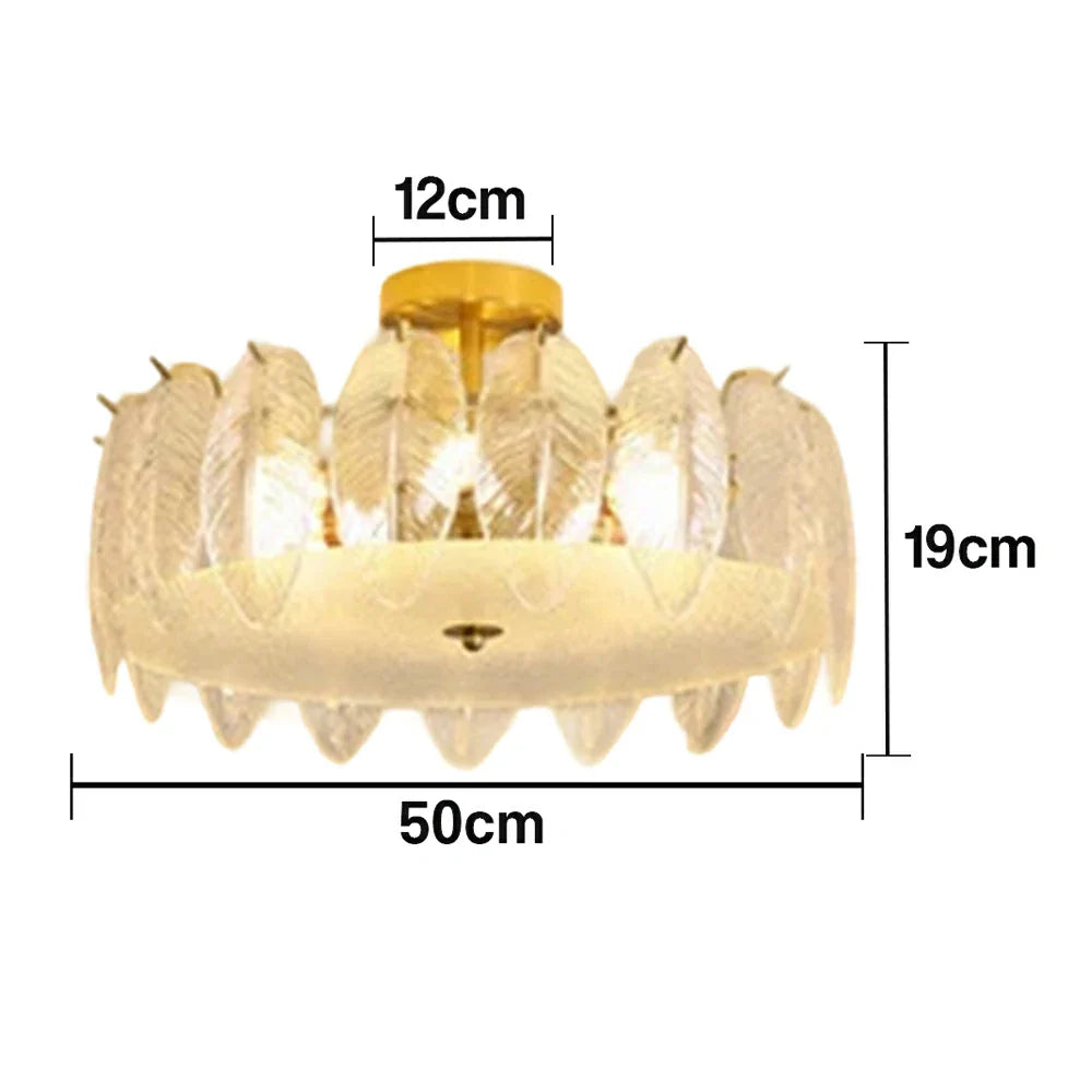 LIVARA 36/48W Feather Design Glass Pendant Light with Three-Color Dimmable LED