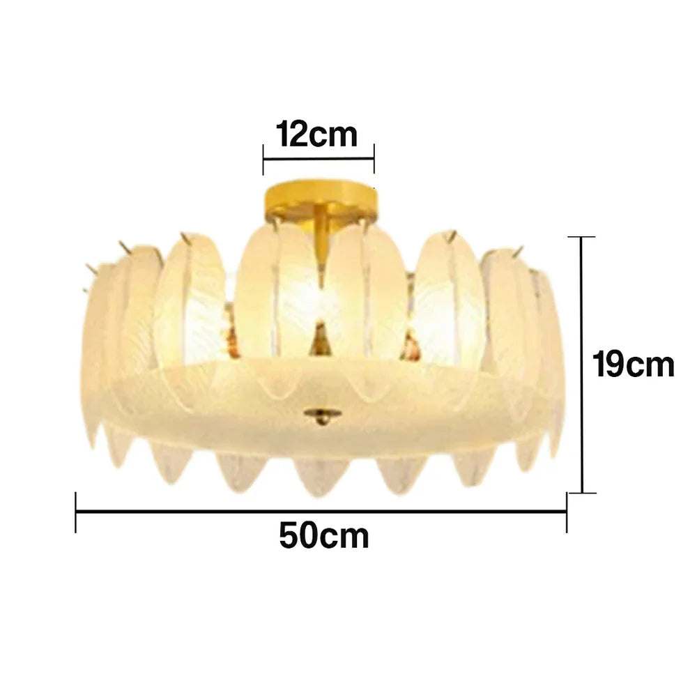 LIVARA 36/48W Feather Design Frosted Glass Pendant Light with Three-Color Dimmable LED