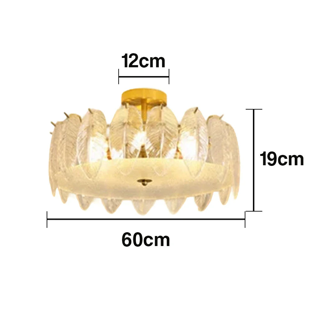 LIVARA 36/48W Feather Design Glass Pendant Light with Three-Color Dimmable LED